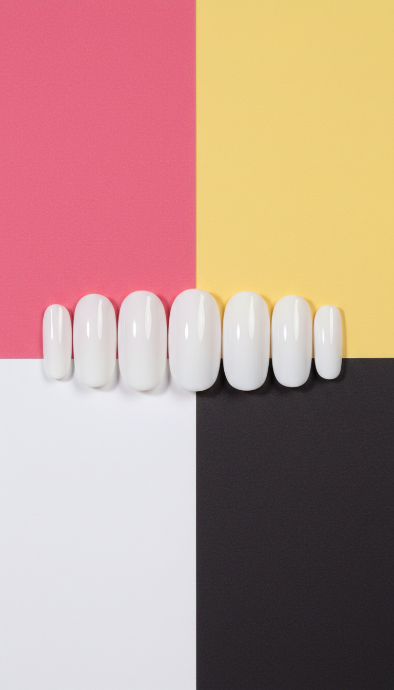High Gloss White Oval Nails