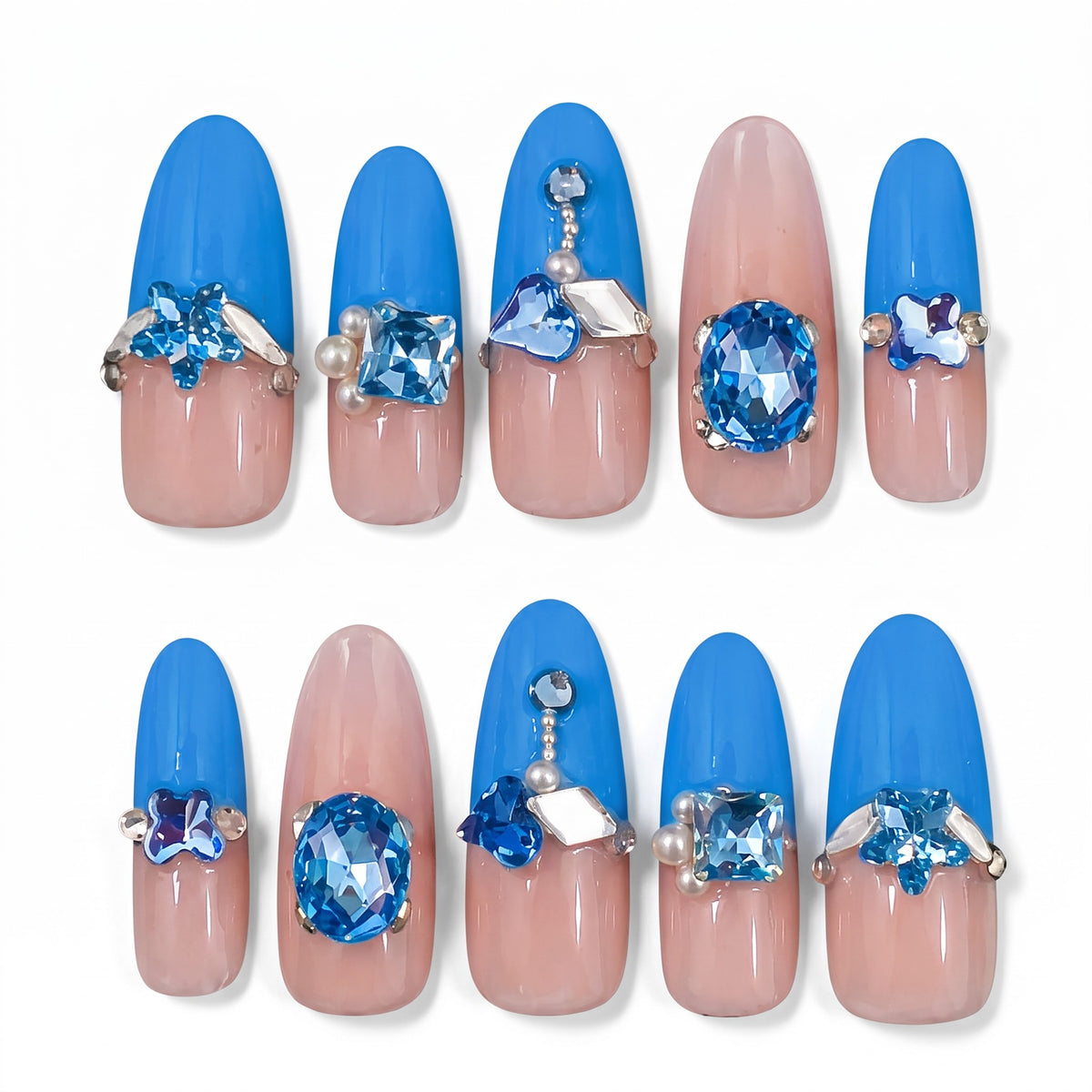 Fun Blue Press On Nails
