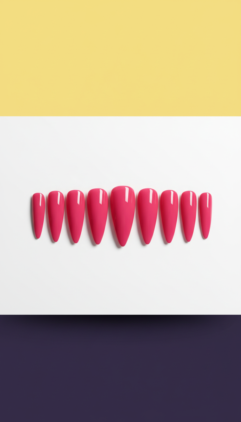 Electric Pink Stiletto Nails