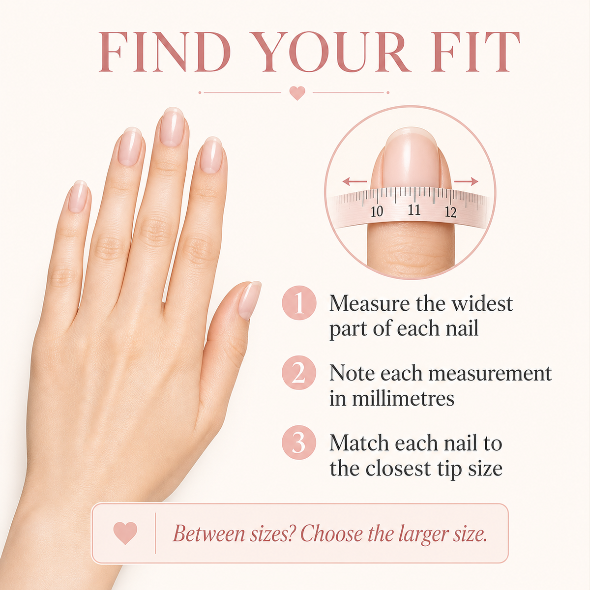 Press-on nail sizing guide for Pink Voltage Handmade Press On Nails