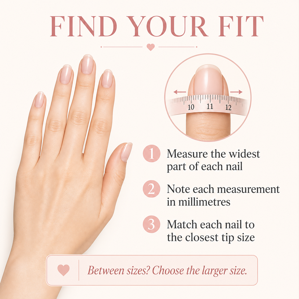Press-on nail sizing guide for Frozen Moonlight Handmade Press On Nails